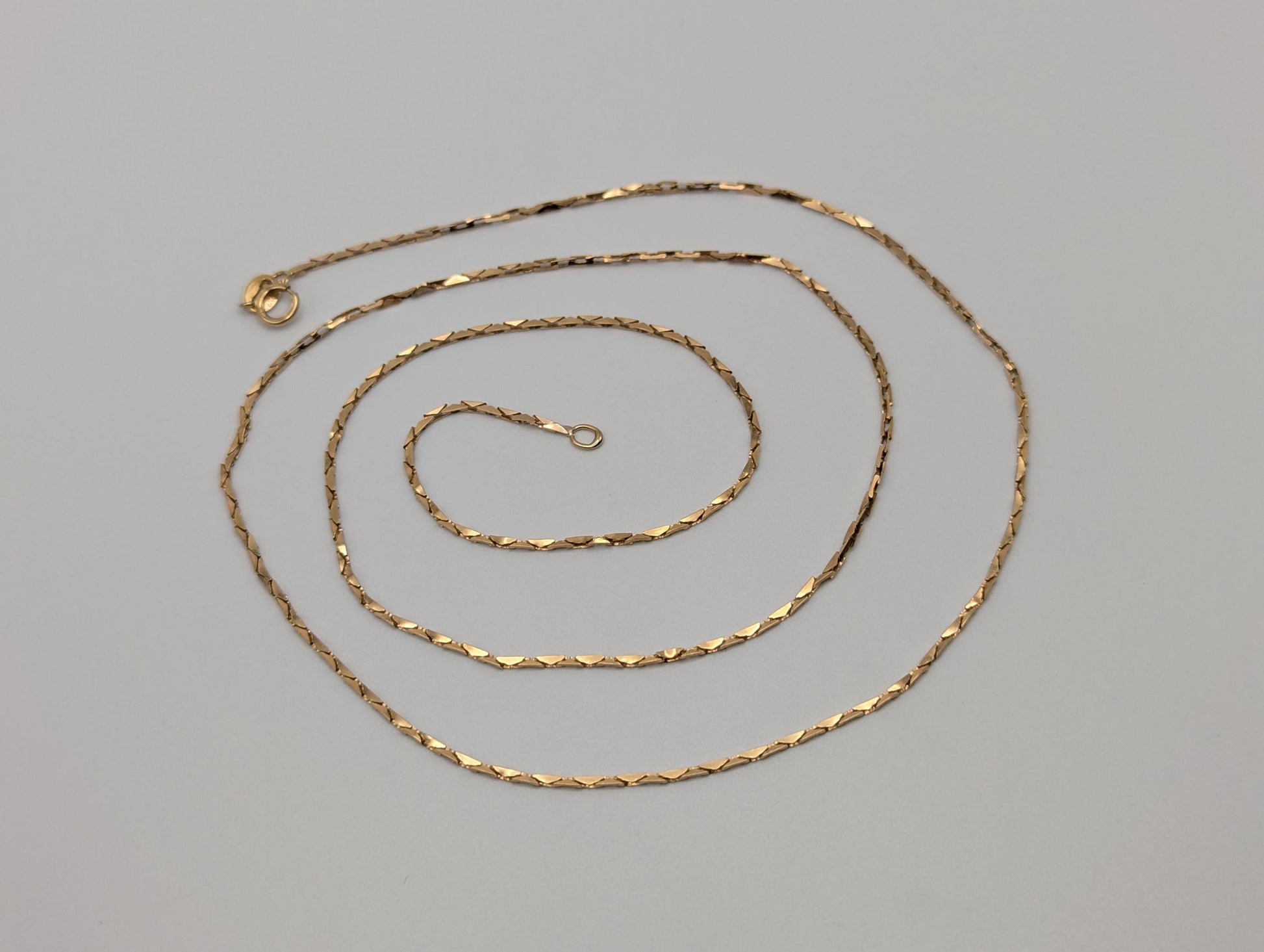 14k Yellow Solid Gold ITALY Triangle Link Chain Necklace Speciality Link Chain 24"