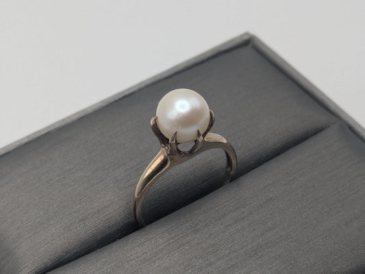 10k Vintage Yellow Gold Victorian Pearl Ring Cocktail Ring