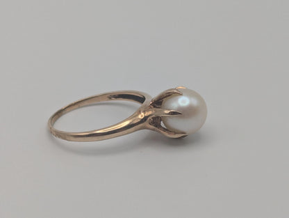 10k Vintage Yellow Gold Victorian Pearl Ring Cocktail Ring