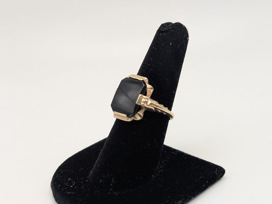 Vintage Solid Gold 4.8gr 10k Black Onyx Ring Mens Signet Ring