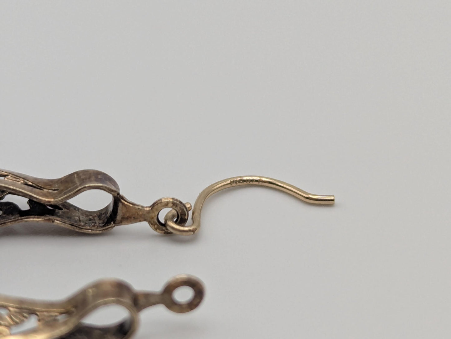 14k Yellow Gold Filigree Heart Love Hoop Earrings Gold Basket Earrings