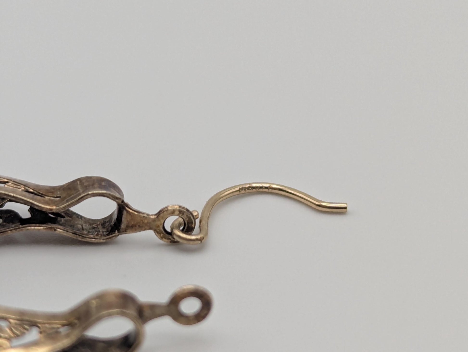 14k Yellow Gold Filigree Heart Love Hoop Earrings Gold Basket Earrings