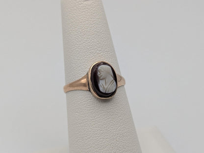 Antique 10k Gold Carnelian Cameo Ring Victorian Ring Cameo Statement Pinky Ring