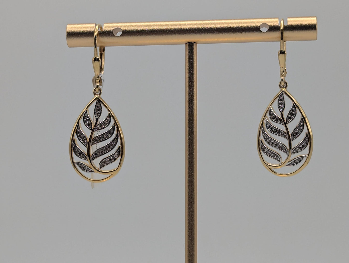 18K GF Sterling Silver Diamond Earrings Drop Earrings Tear-Shaped Dangle Earrings