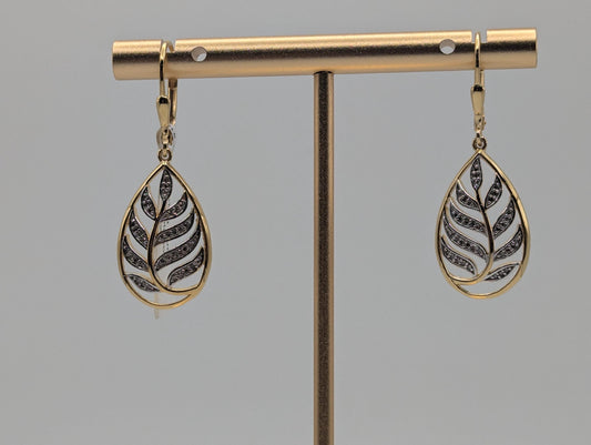 18K GF Sterling Silver Diamond Earrings Drop Earrings Tear-Shaped Dangle Earrings