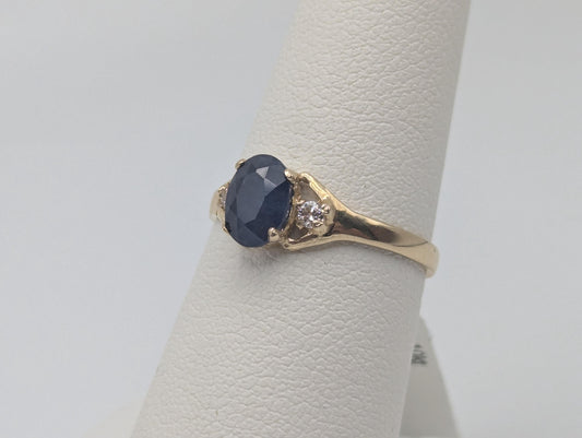 10k Yellow Gold Appraised Natural 1ct Sapphire Diamond Promise Wedding Ring Band