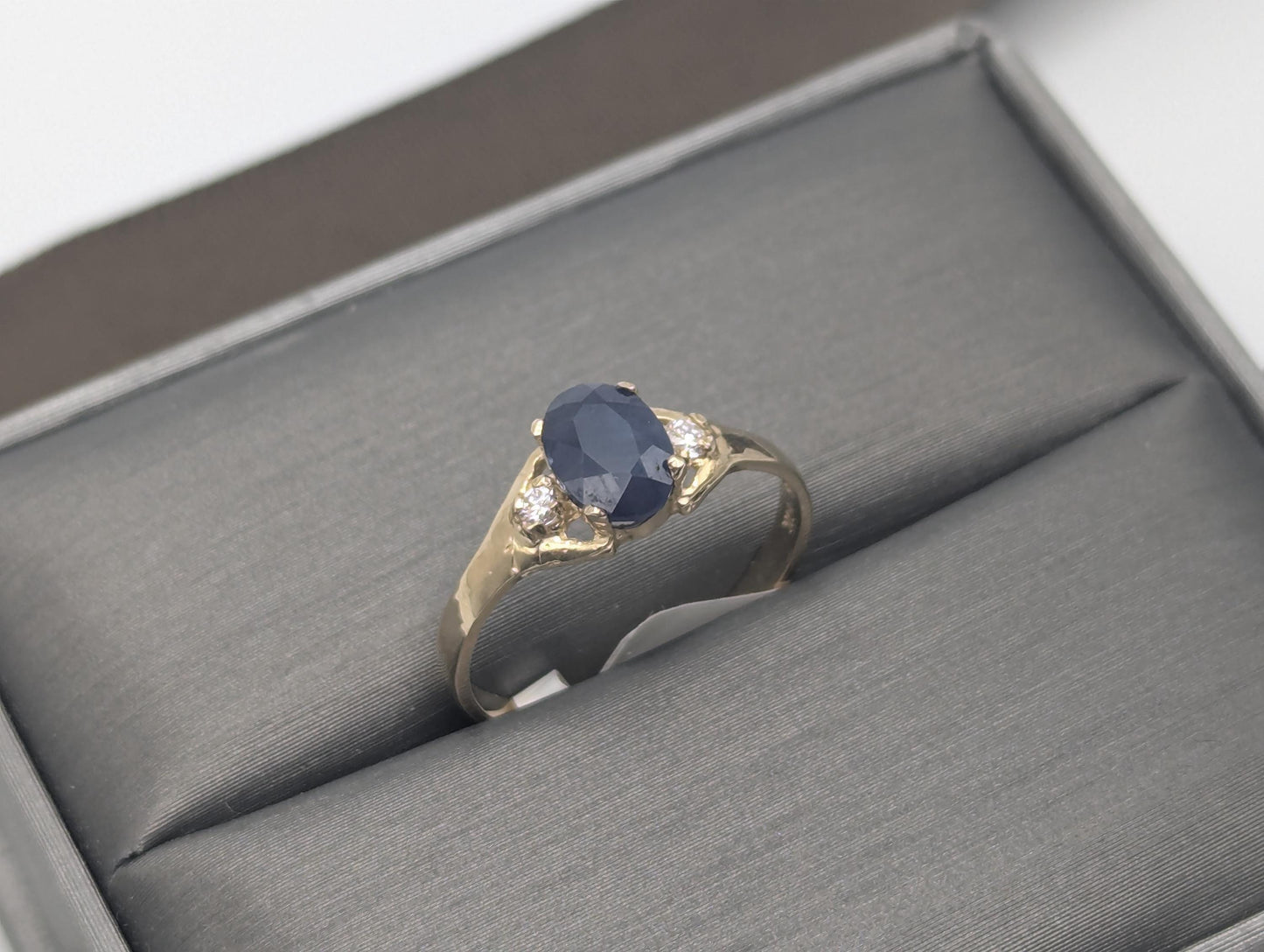 10k Yellow Gold Appraised Natural 1ct Sapphire Diamond Promise Wedding Ring Band