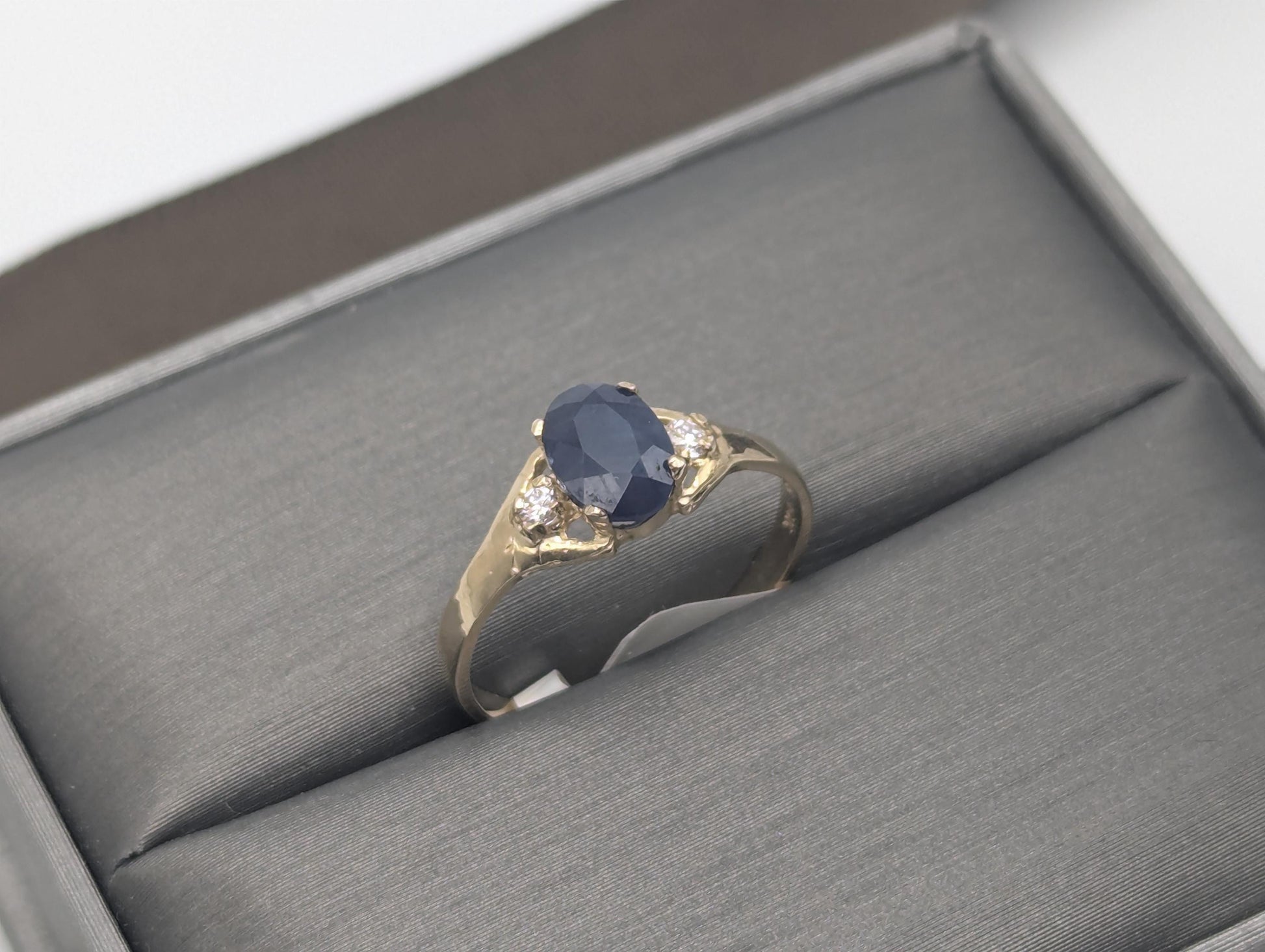 10k Yellow Gold Appraised Natural 1ct Sapphire Diamond Promise Wedding Ring Band