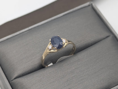 10k Yellow Gold Appraised Natural 1ct Sapphire Diamond Promise Wedding Ring Band