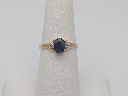 10k Yellow Gold Appraised Natural 1ct Sapphire Diamond Promise Wedding Ring Band