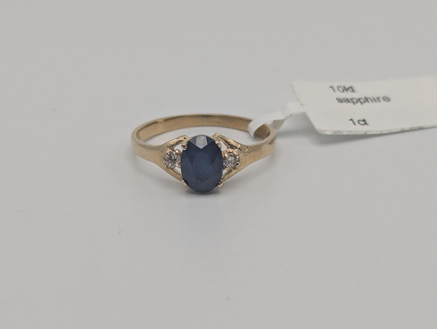 10k Yellow Gold Appraised Natural 1ct Sapphire Diamond Promise Wedding Ring Band