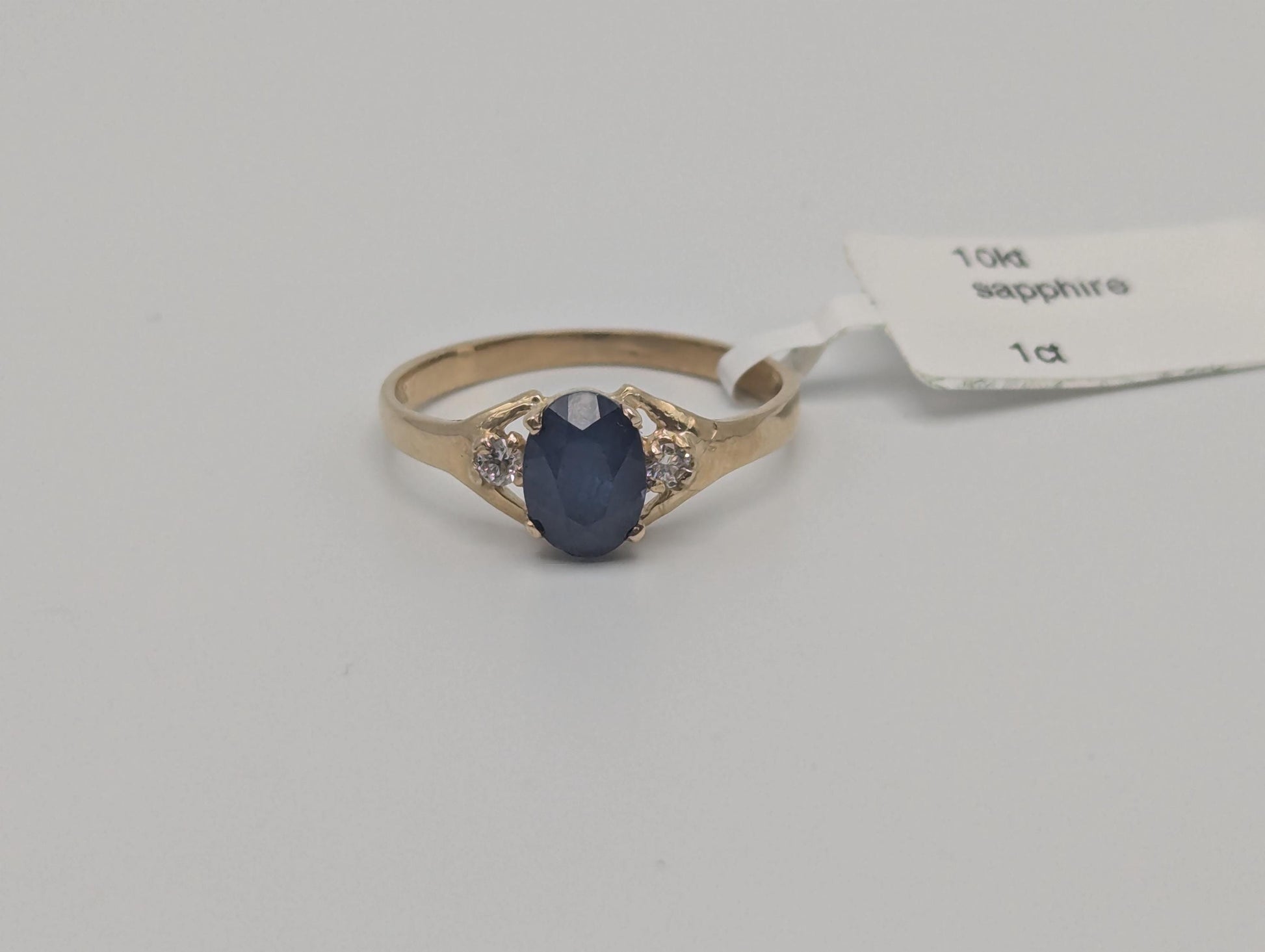 10k Yellow Gold Appraised Natural 1ct Sapphire Diamond Promise Wedding Ring Band