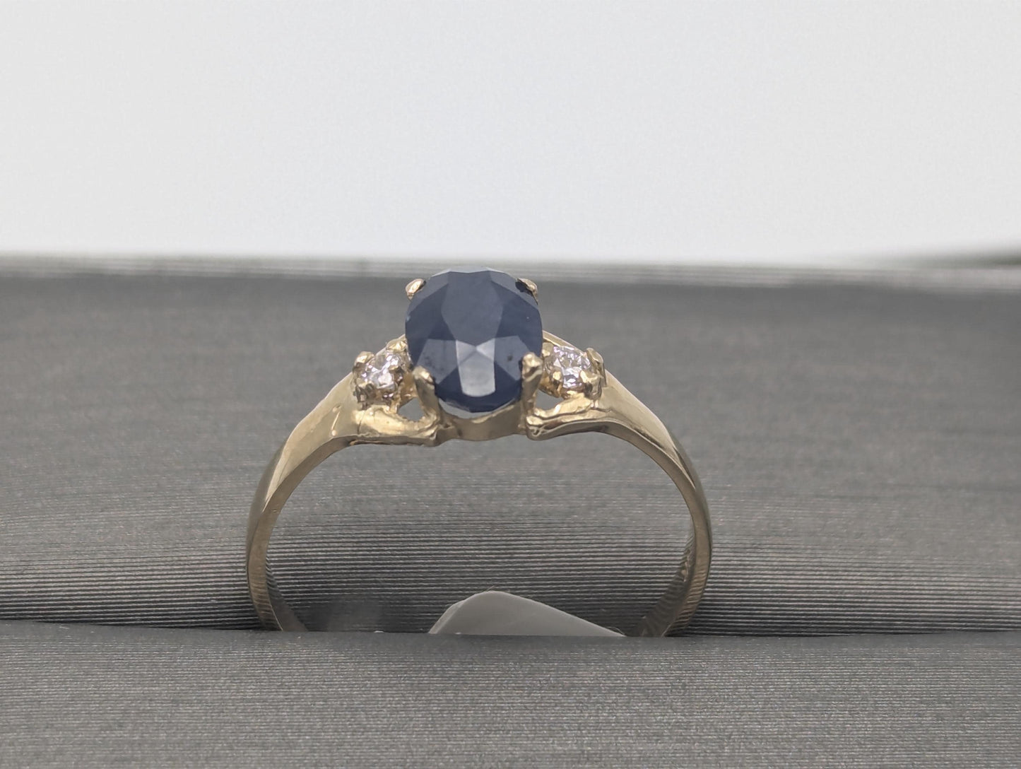 10k Yellow Gold Appraised Natural 1ct Sapphire Diamond Promise Wedding Ring Band