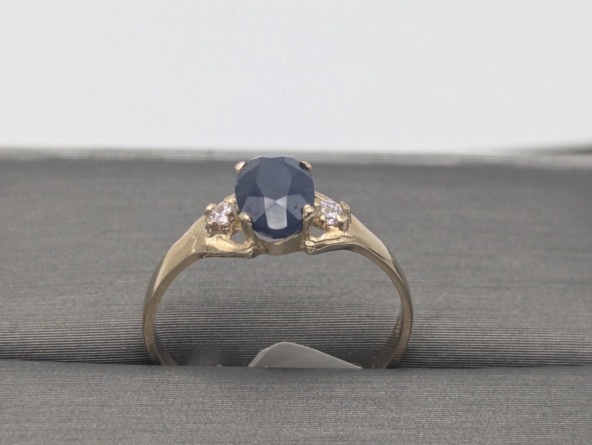 10k Yellow Gold Appraised Natural 1ct Sapphire Diamond Promise Wedding Ring Band