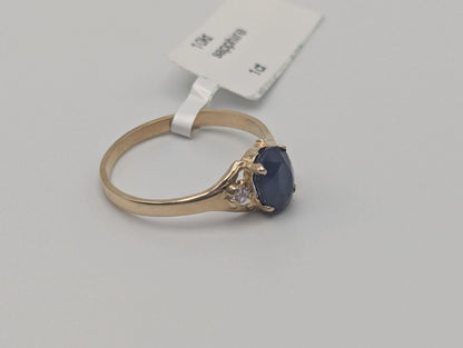 10k Yellow Gold Appraised Natural 1ct Sapphire Diamond Promise Wedding Ring Band