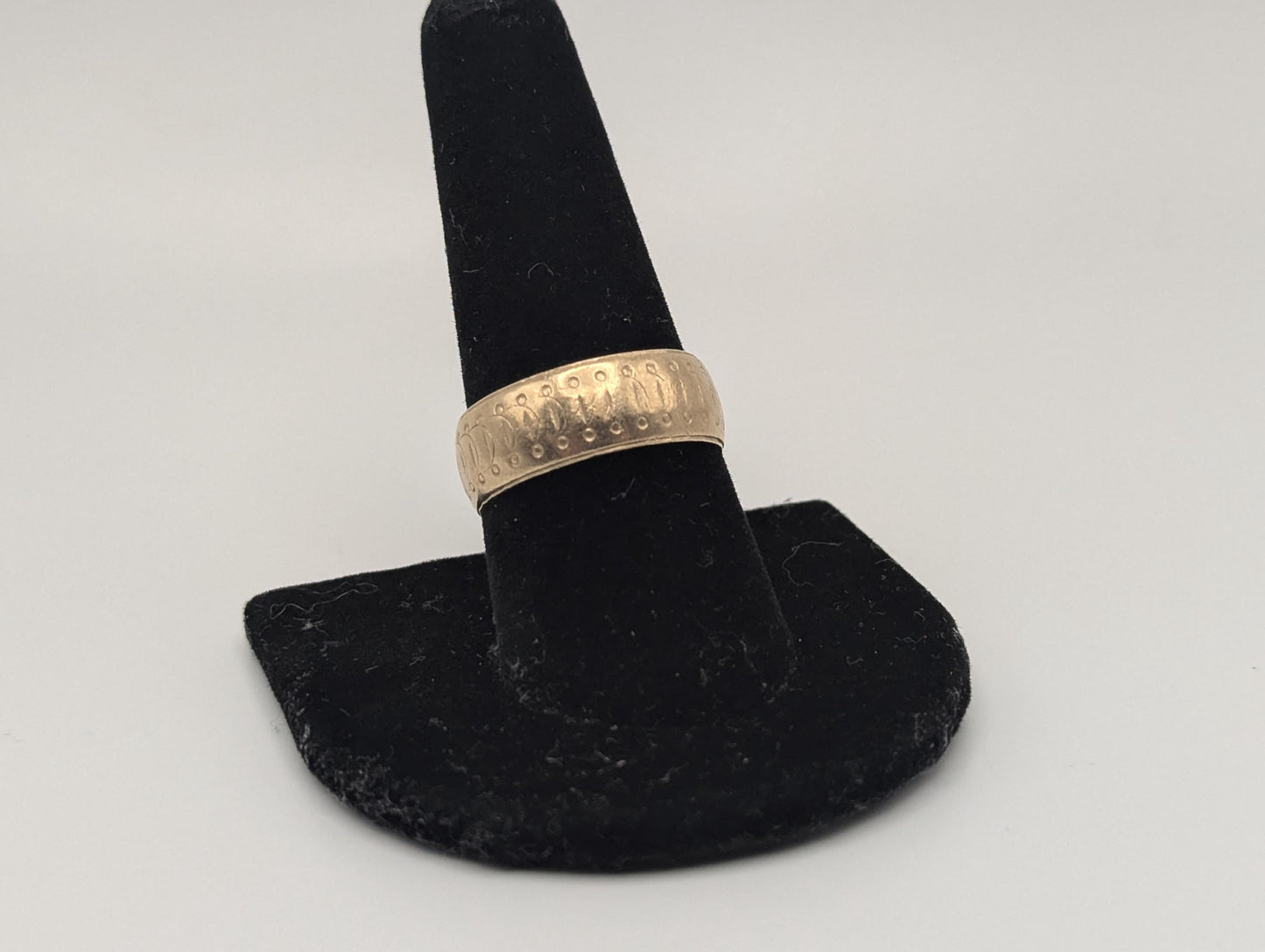 10k Yellow Gold Etched Design 7.8mm Wide Wedding Cigar Ring Comfort Fit Anniversary Band