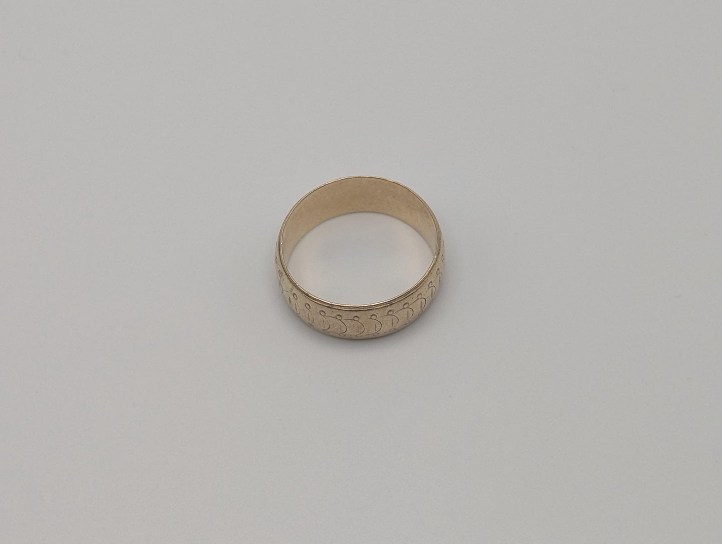 10k Yellow Gold Etched Design 7.8mm Wide Wedding Cigar Ring Comfort Fit Anniversary Band