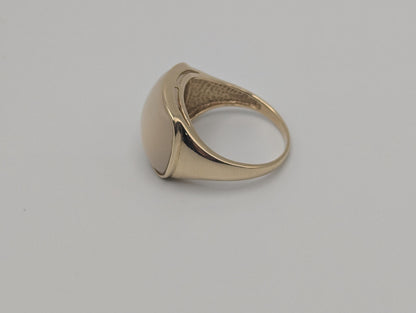 Vintage Gold 14k White Moonglow Mother of Pearl MOP Cabochon Signet Ring
