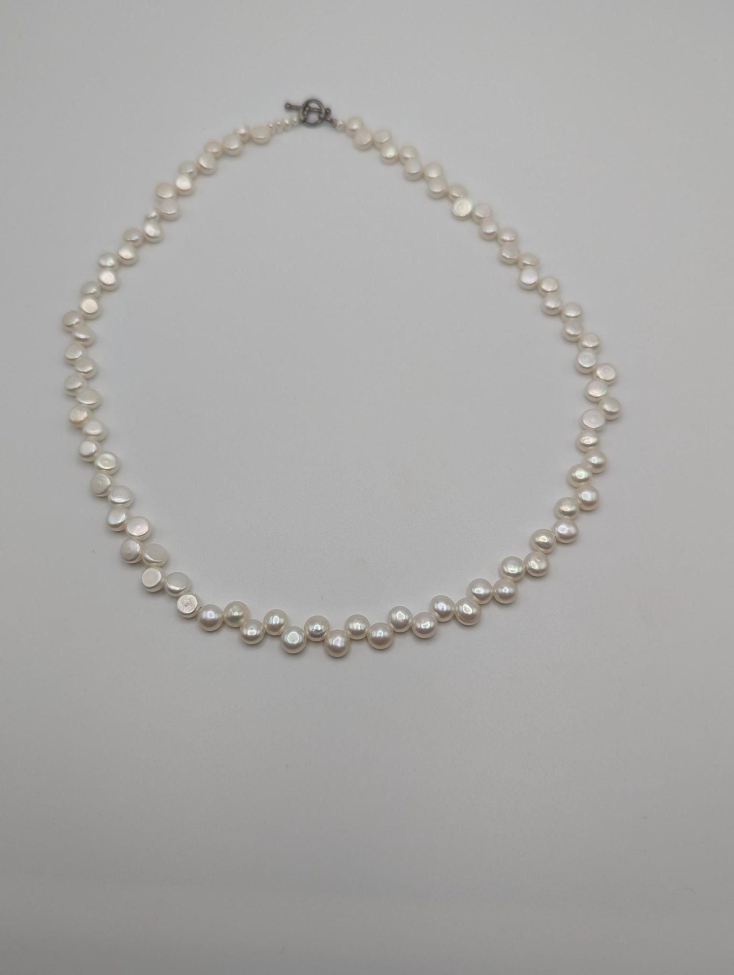 Vintage Flat White Pearl Necklace Pearl Choker.