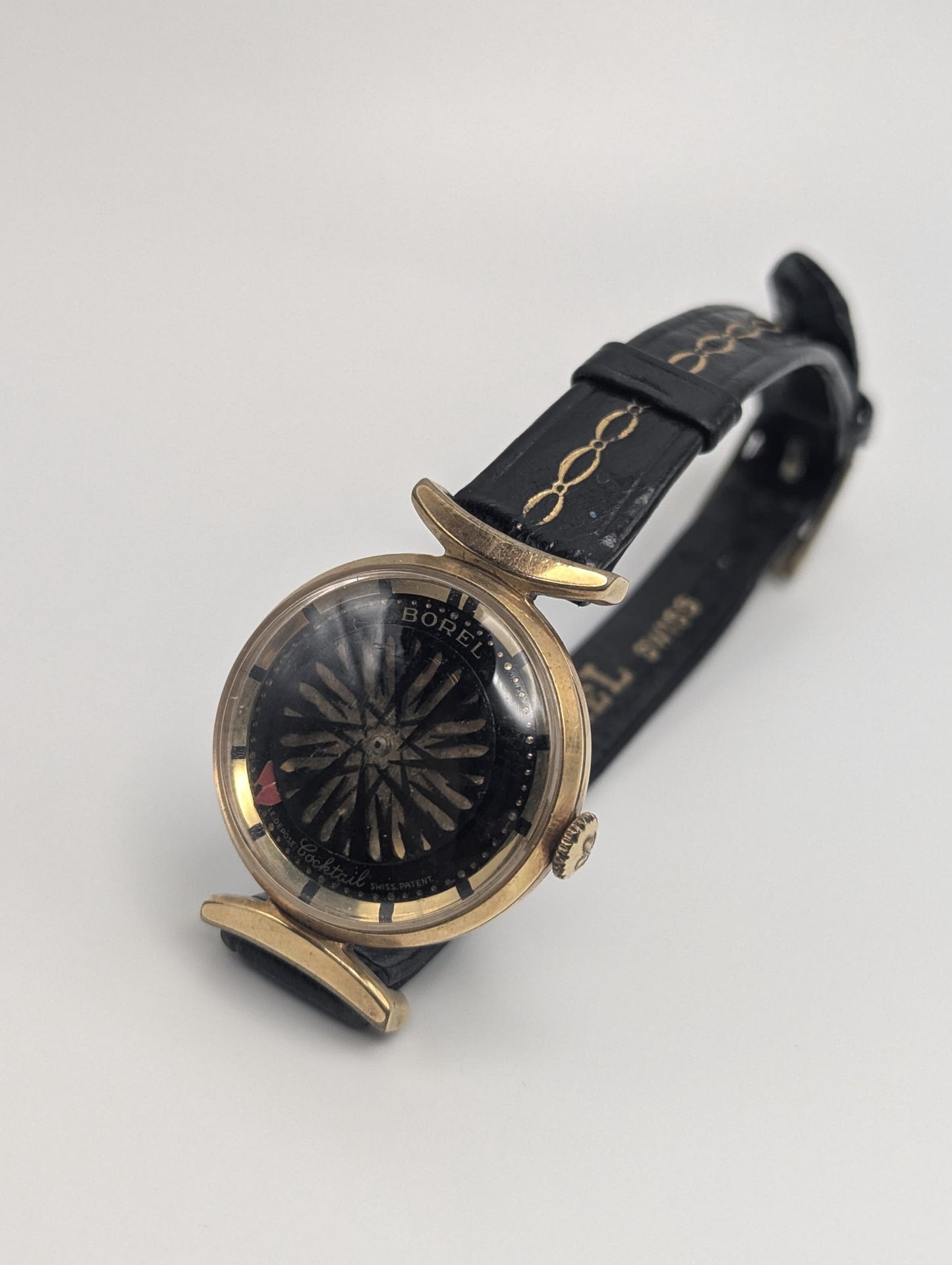 Vintage ERNEST BOREL Ladies Cocktail Watch Kaleidoscope Dial 25m Swiss Wristwatch 7.5"