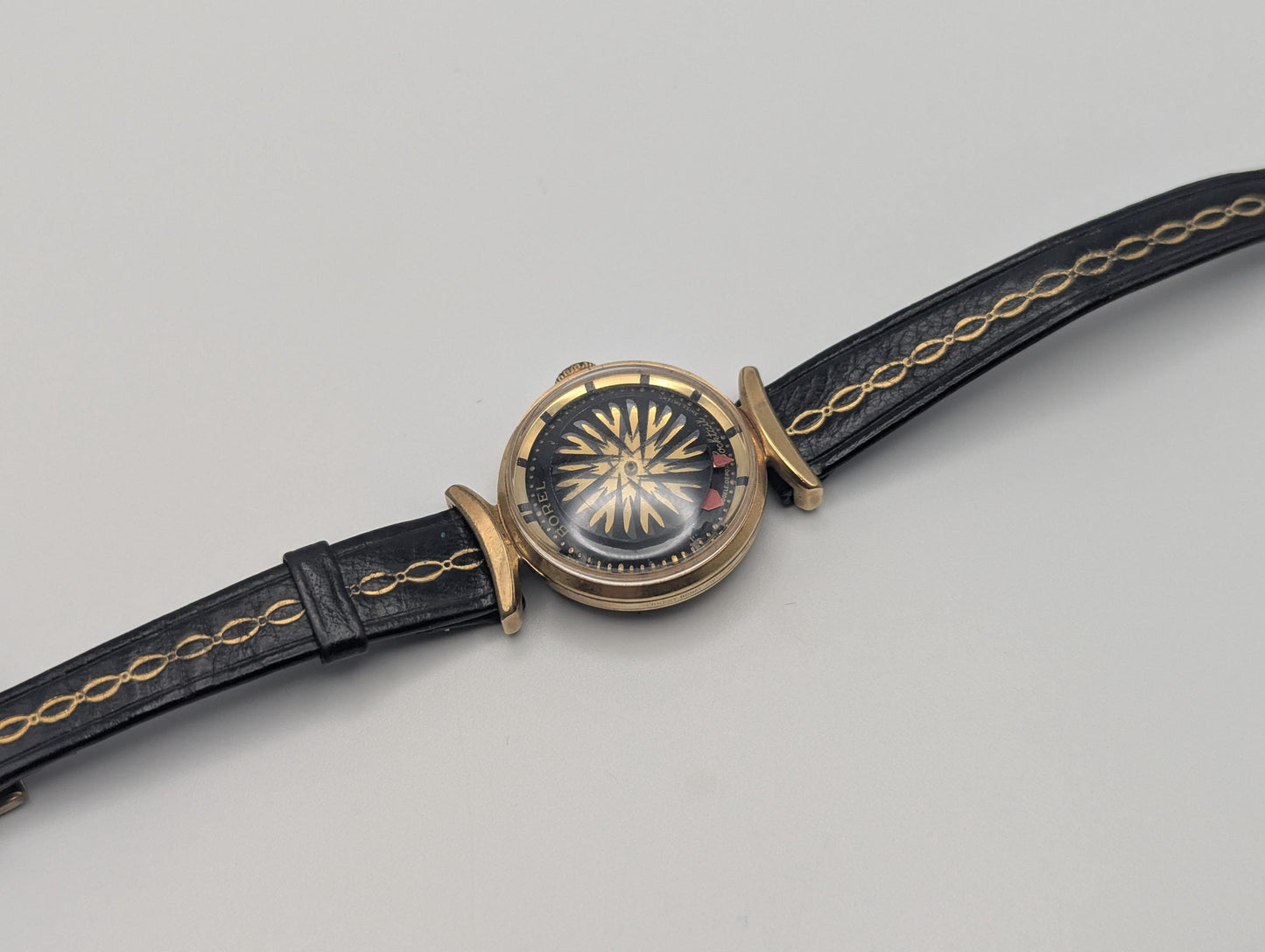 Vintage ERNEST BOREL Ladies Cocktail Watch Kaleidoscope Dial 25m Swiss Wristwatch 7.5"