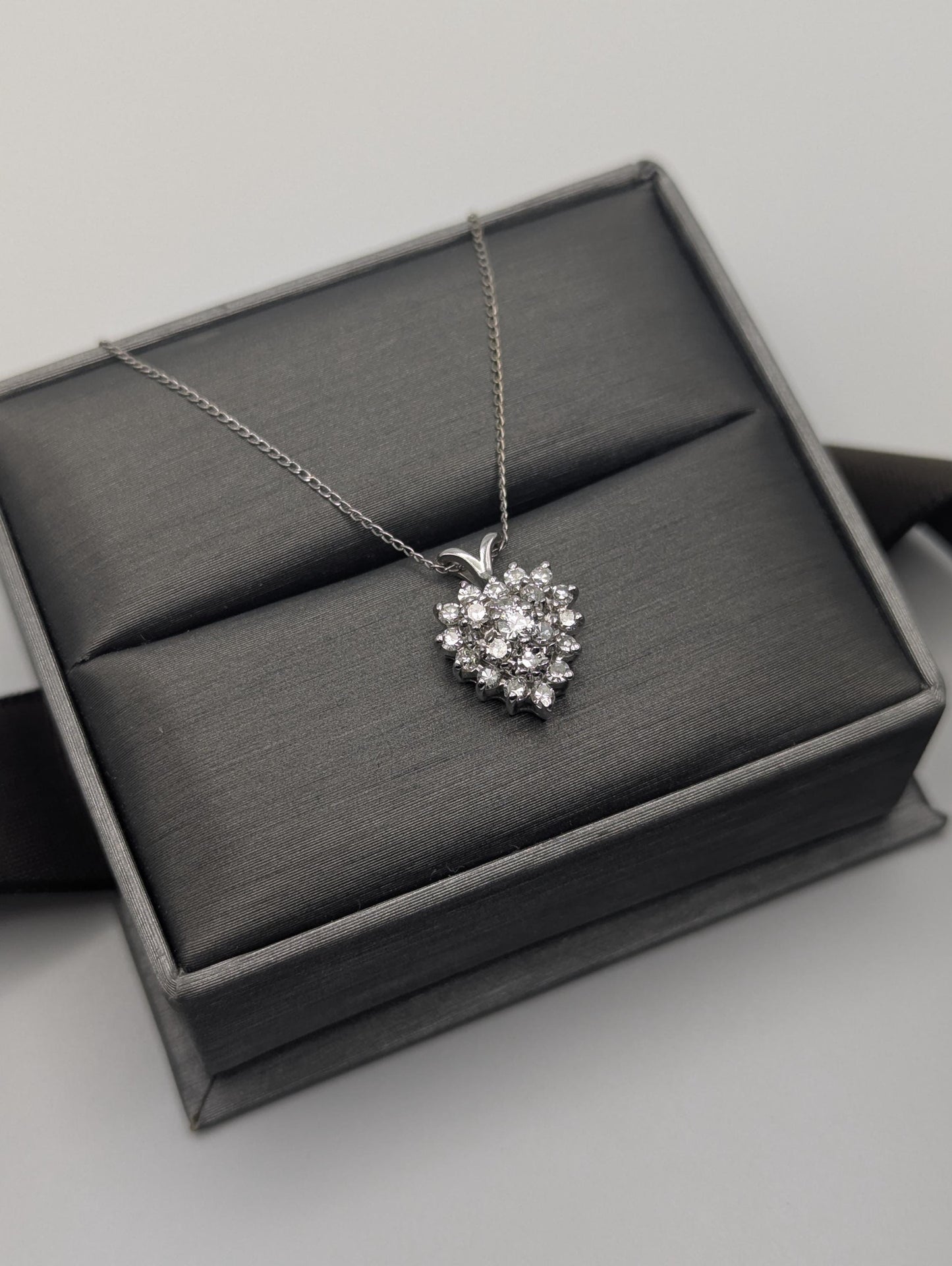 14K White Gold 1.1 ctw Diamond Love Heart w/Gold Chain Diamond Heart Pendant