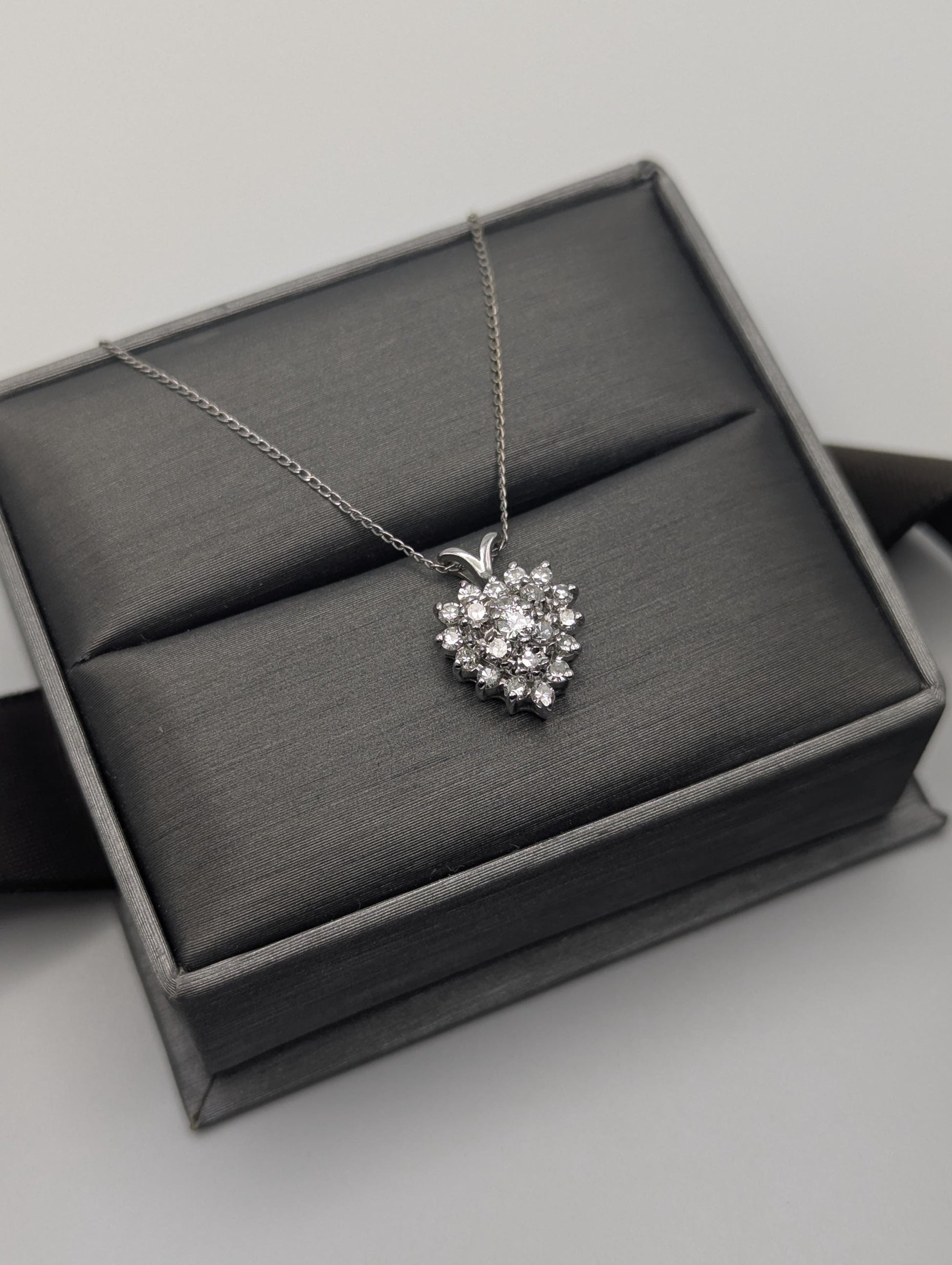 14K White Gold 1.1 ctw Diamond Love Heart w/Gold Chain Diamond Heart Pendant