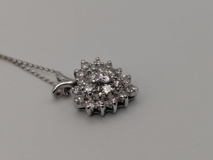 14K White Gold 1.1 ctw Diamond Love Heart w/Gold Chain Diamond Heart Pendant