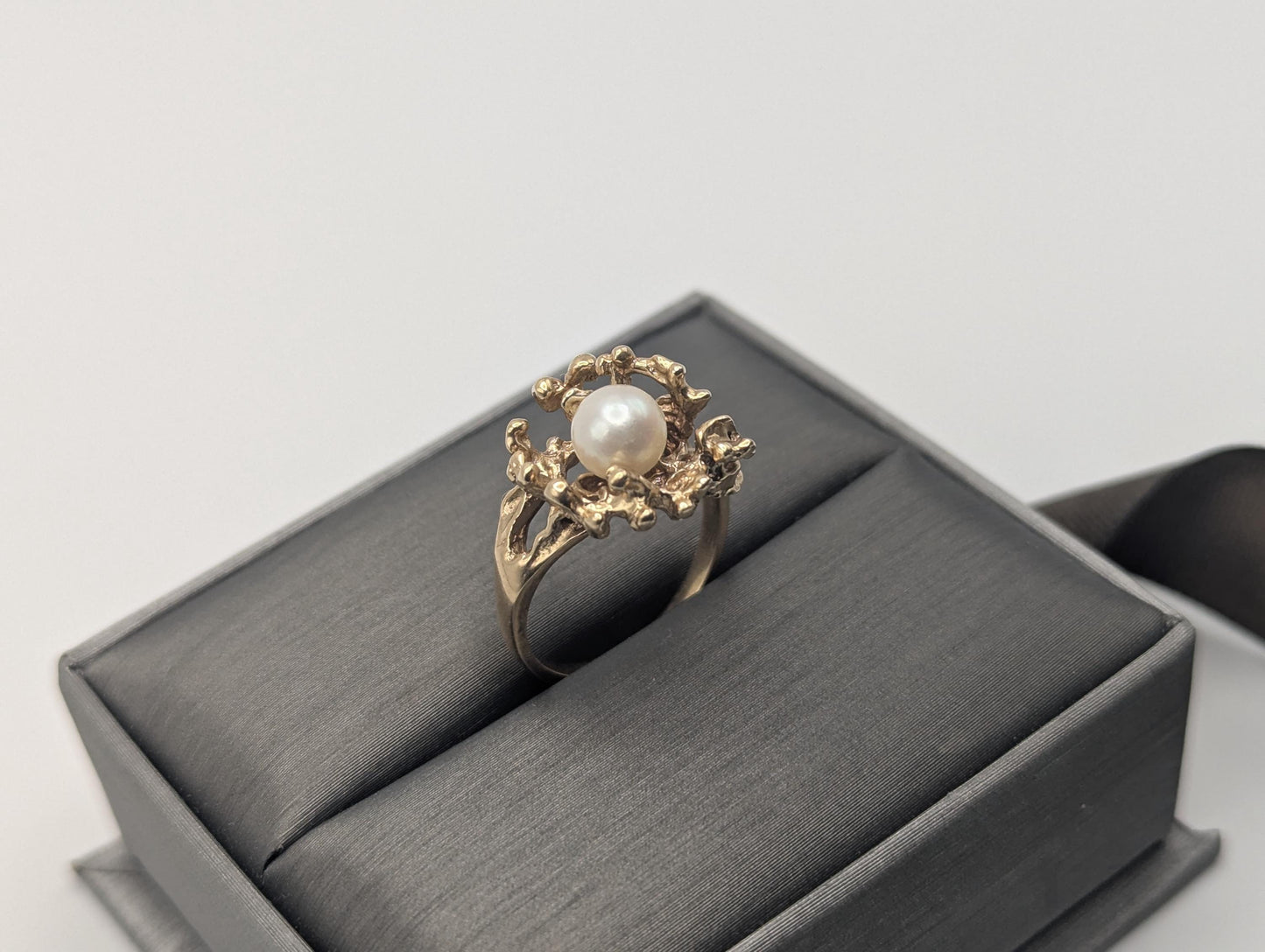 14k Yellow Gold Vintage Pearl Nugget Cluster Ring Cocktail Statement Vintage Ring.