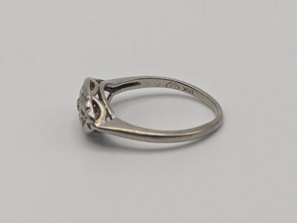 Art Deco 14k White Gold Star Design Diamond Ring Vintage Star Ring.