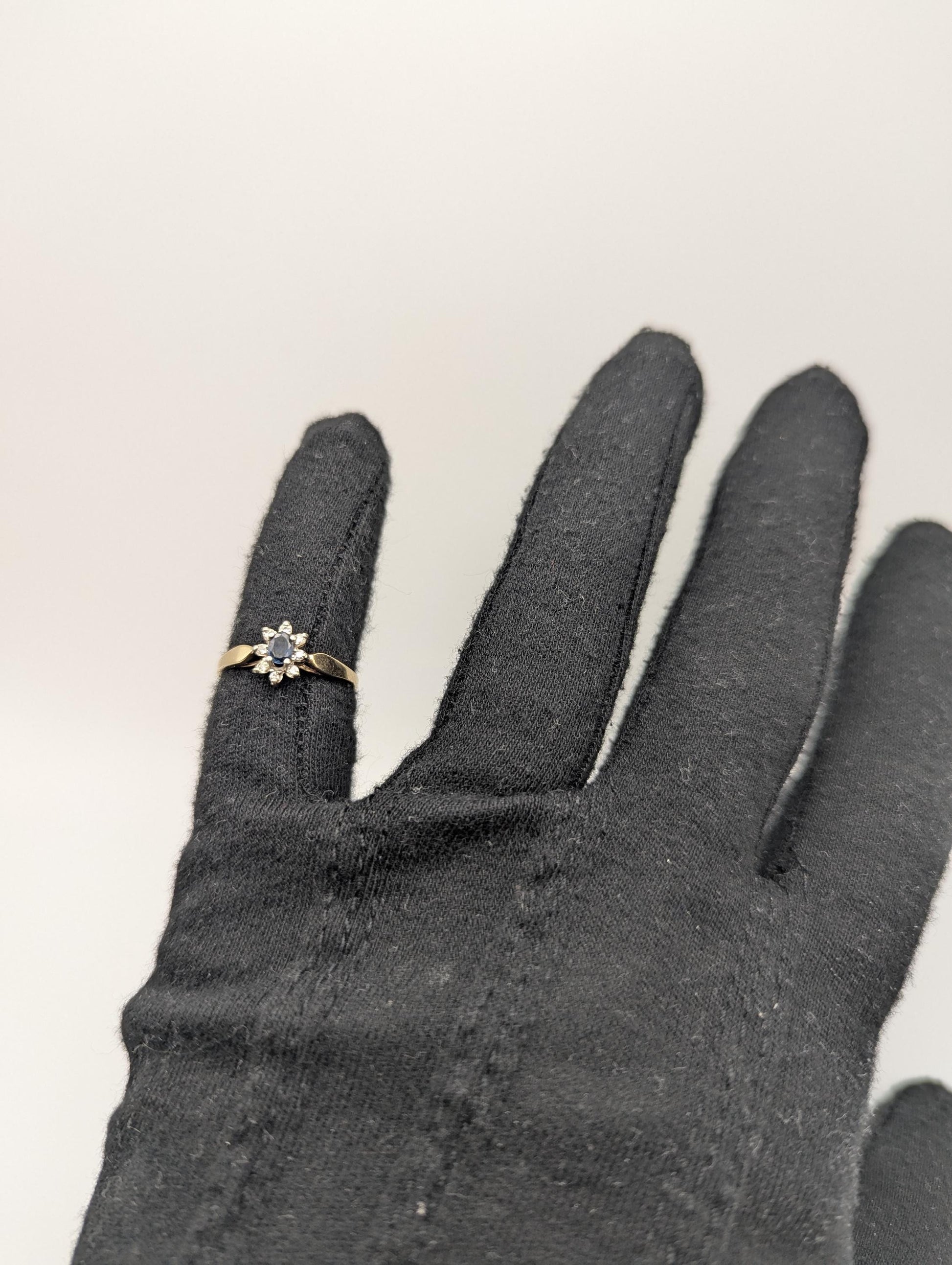 10k Yellow Gold Blue Sapphire Diamond Wedding Love Ring Promise Band