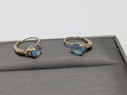 10K Yellow Gold Topaz Drop Dangle Earrings Topaz Earrings