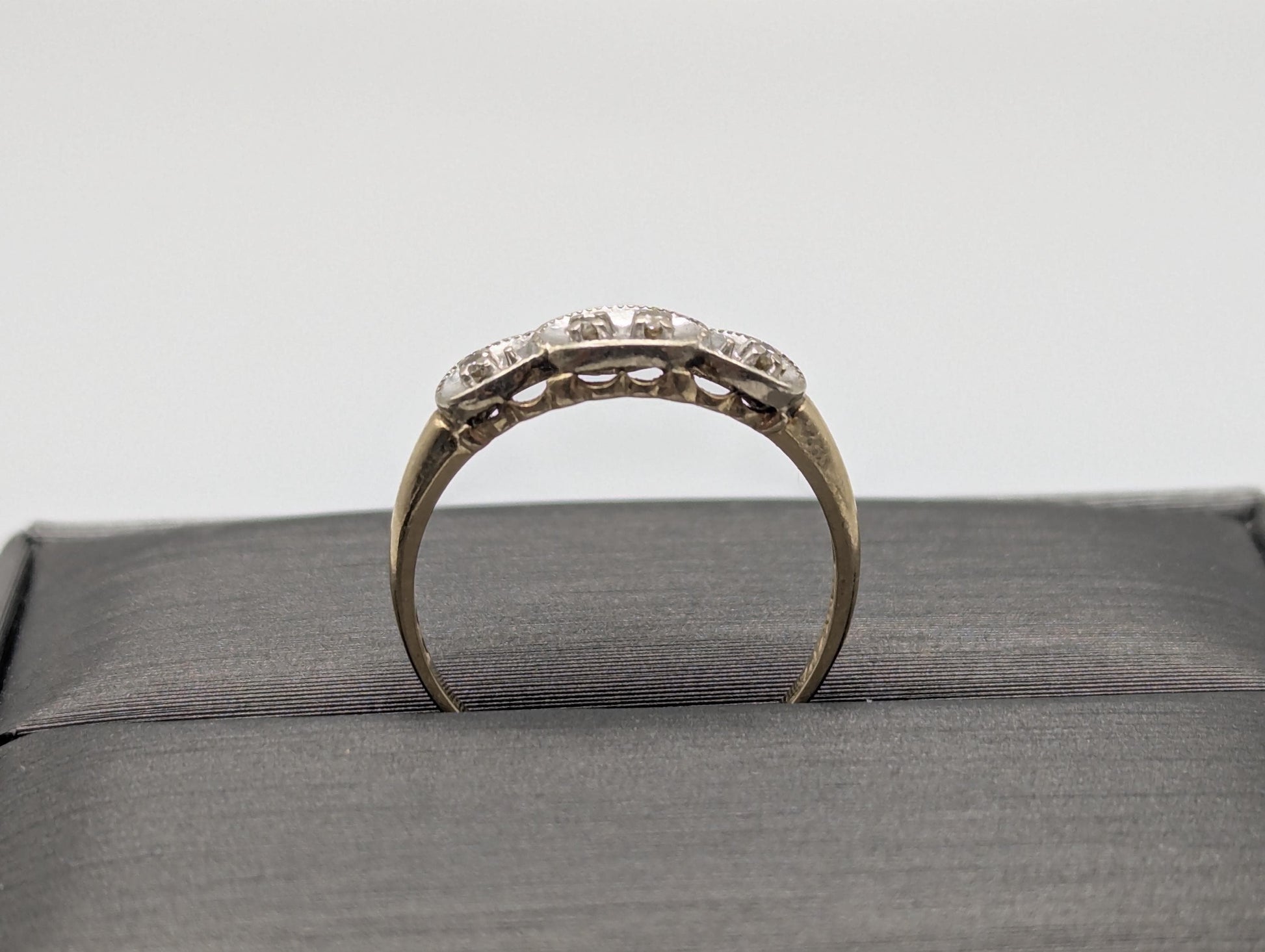 Antique Art Deco 14k Two-Tone Gold Diamond Engagement Wedding Ring