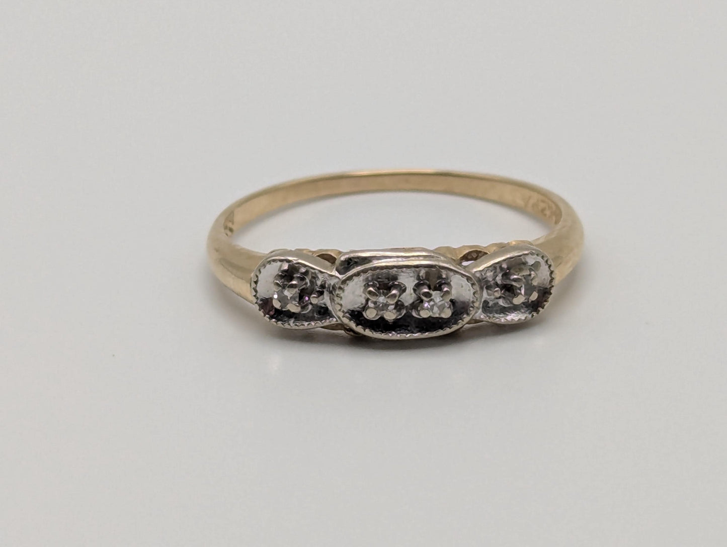 Antique Art Deco 14k Two-Tone Gold Diamond Engagement Wedding Ring
