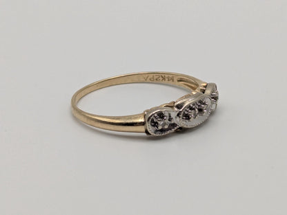 Antique Art Deco 14k Two-Tone Gold Diamond Engagement Wedding Ring