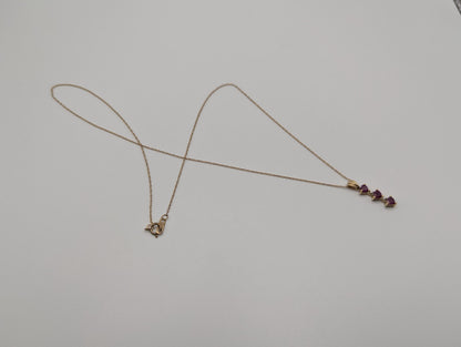 10k Gold Diamond & Ruby 3 Heat Love Stone Journey Necklace Pendant Yellow Gold Chain