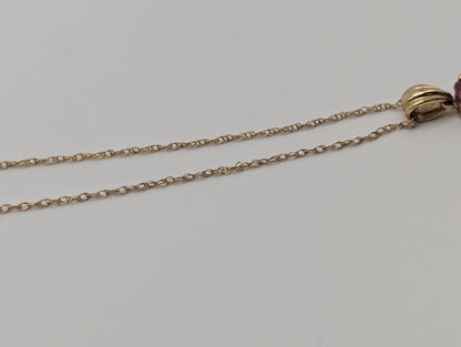 10k Gold Diamond & Ruby 3 Heat Love Stone Journey Necklace Pendant Yellow Gold Chain
