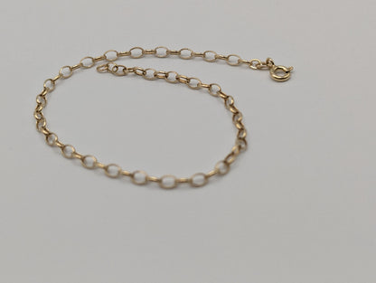 14k Italy Gold Chain Link Bracelet 7.5" Round Link Bracelet