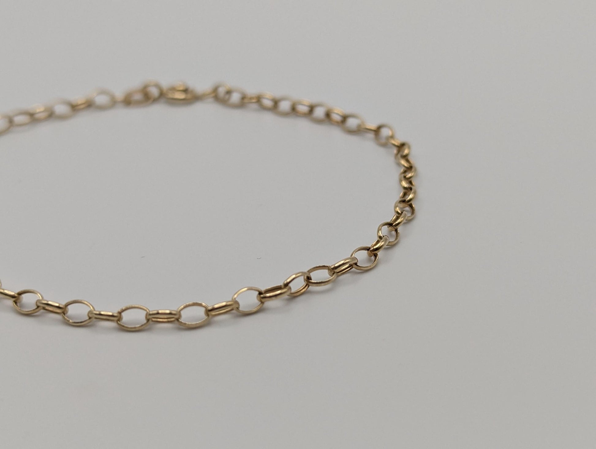 14k Italy Gold Chain Link Bracelet 7.5" Round Link Bracelet