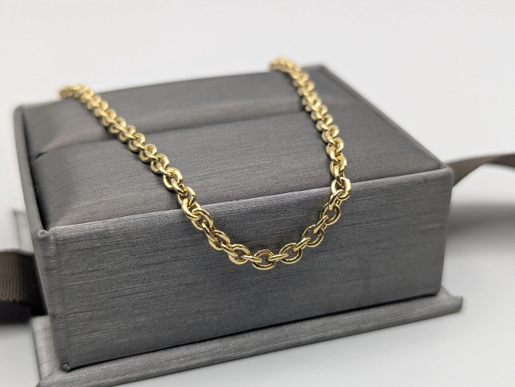 14k Yellow Gold Chain Link Necklace Yellow Gold Round Link Chain 24"