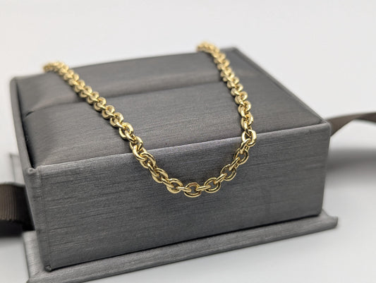 14k Yellow Gold Chain Link Necklace Yellow Gold Round Link Chain 24"