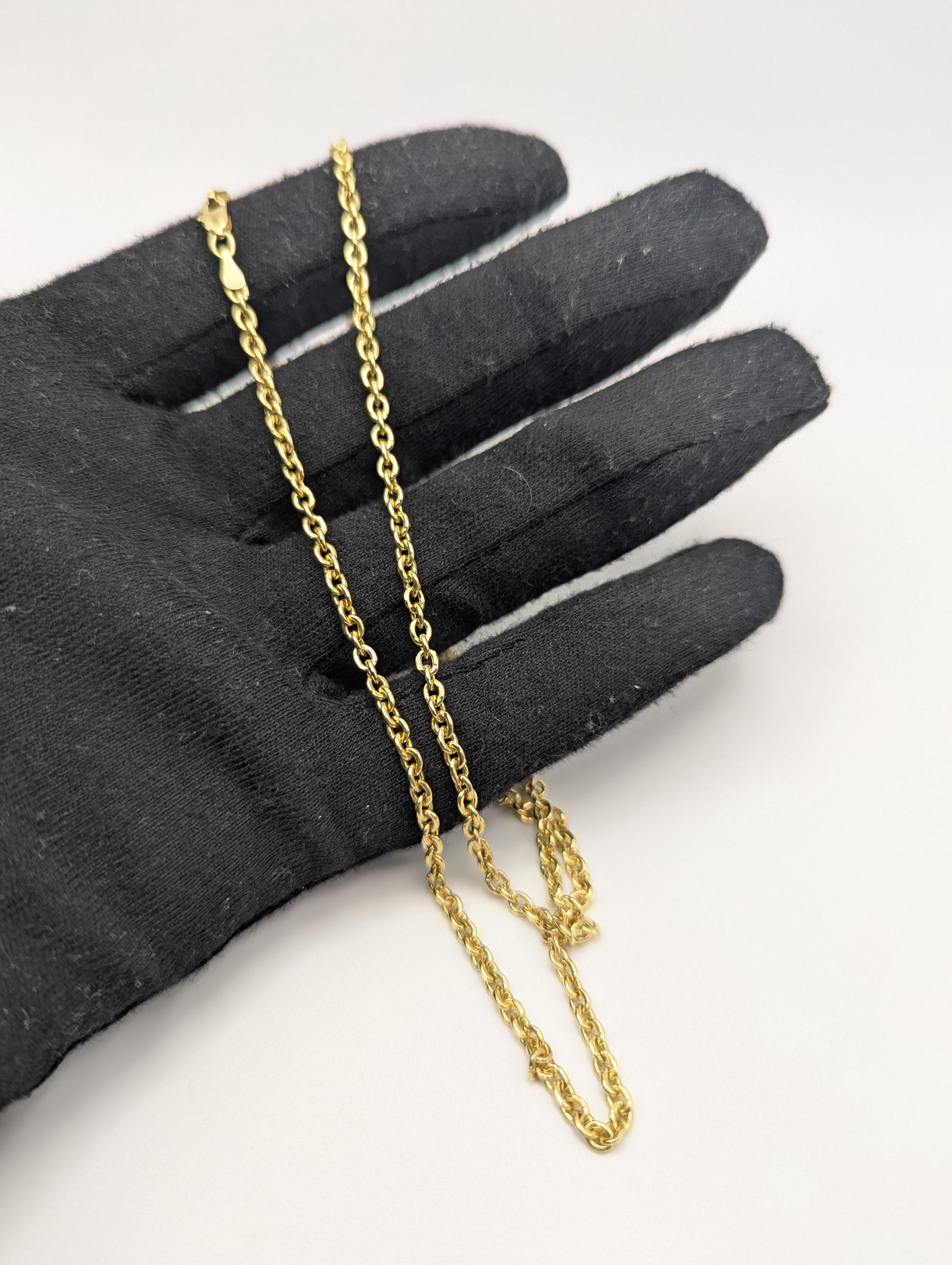 14k Yellow Gold Chain Link Necklace Yellow Gold Round Link Chain 24"