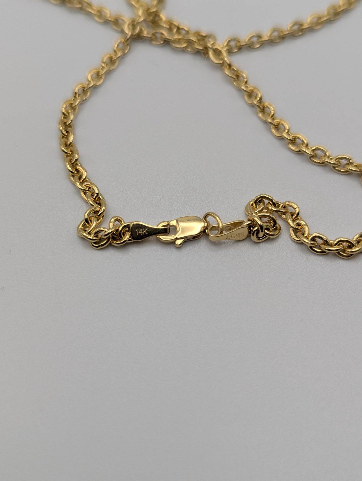 14k Yellow Gold Chain Link Necklace Yellow Gold Round Link Chain 24"