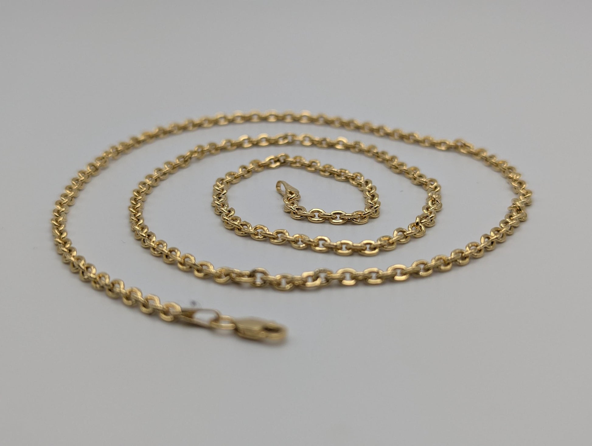 14k Yellow Gold Chain Link Necklace Yellow Gold Round Link Chain 24"