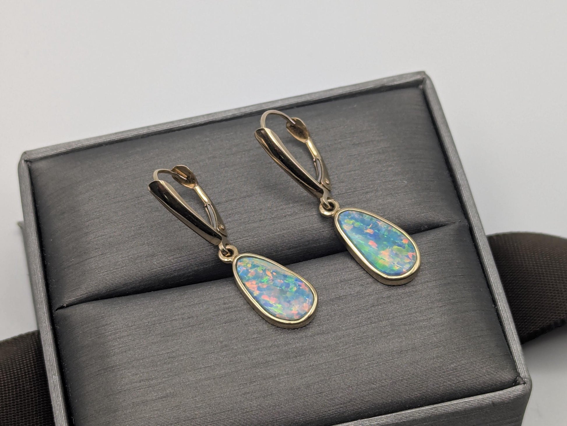 14K Yellow Gold Opal Drop Dangle Earrings Opal Earrings Earrings
