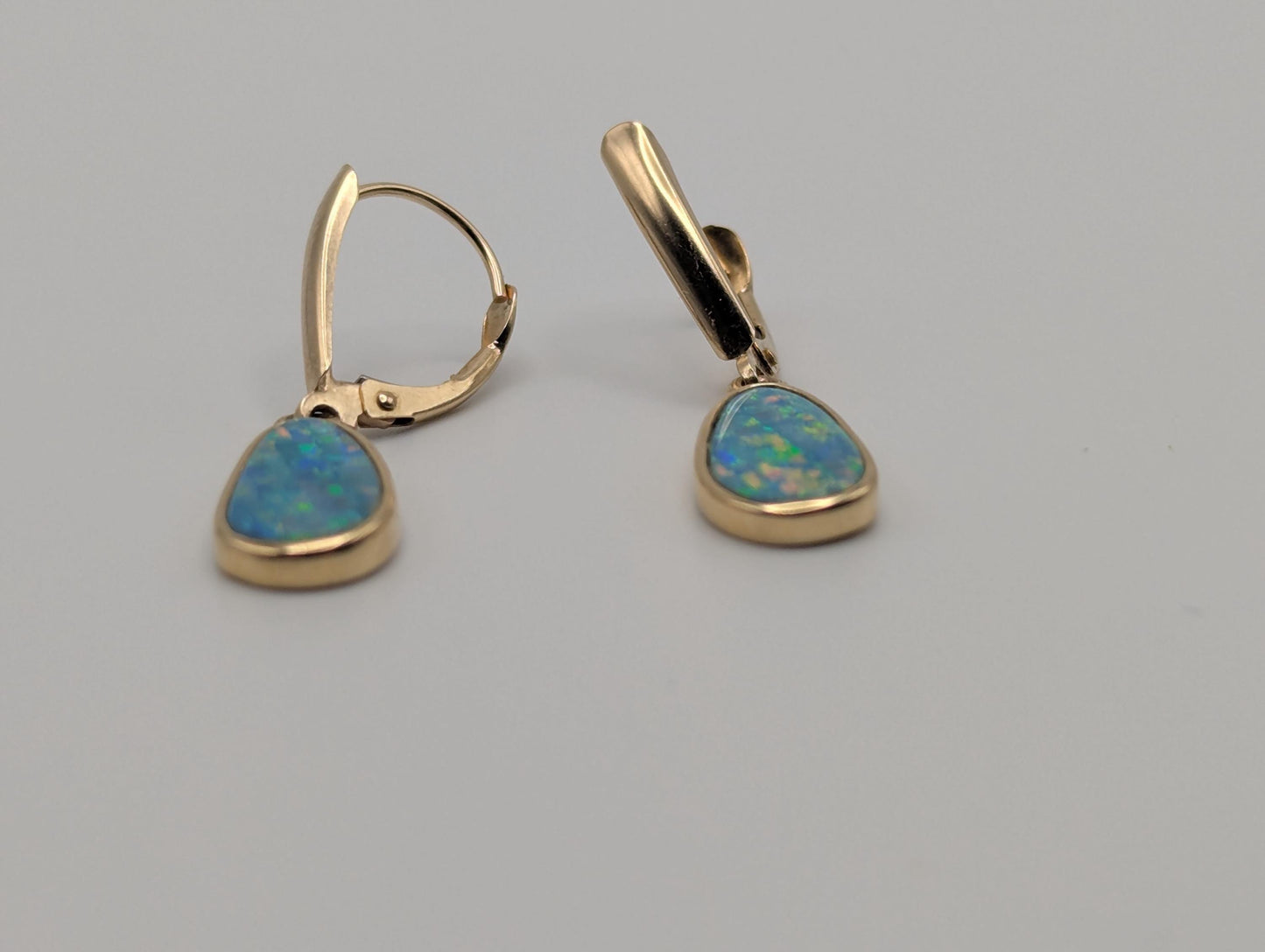 14K Yellow Gold Opal Drop Dangle Earrings Opal Earrings Earrings