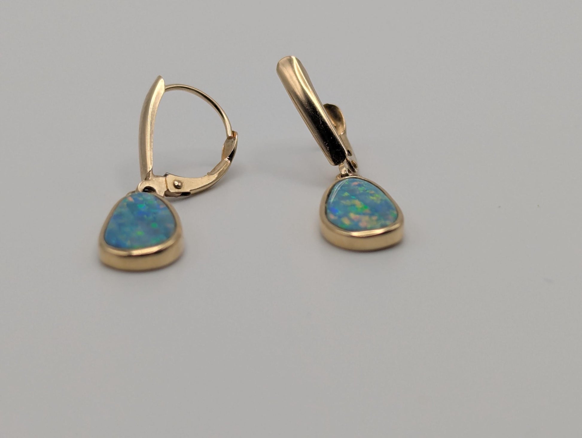 14K Yellow Gold Opal Drop Dangle Earrings Opal Earrings Earrings