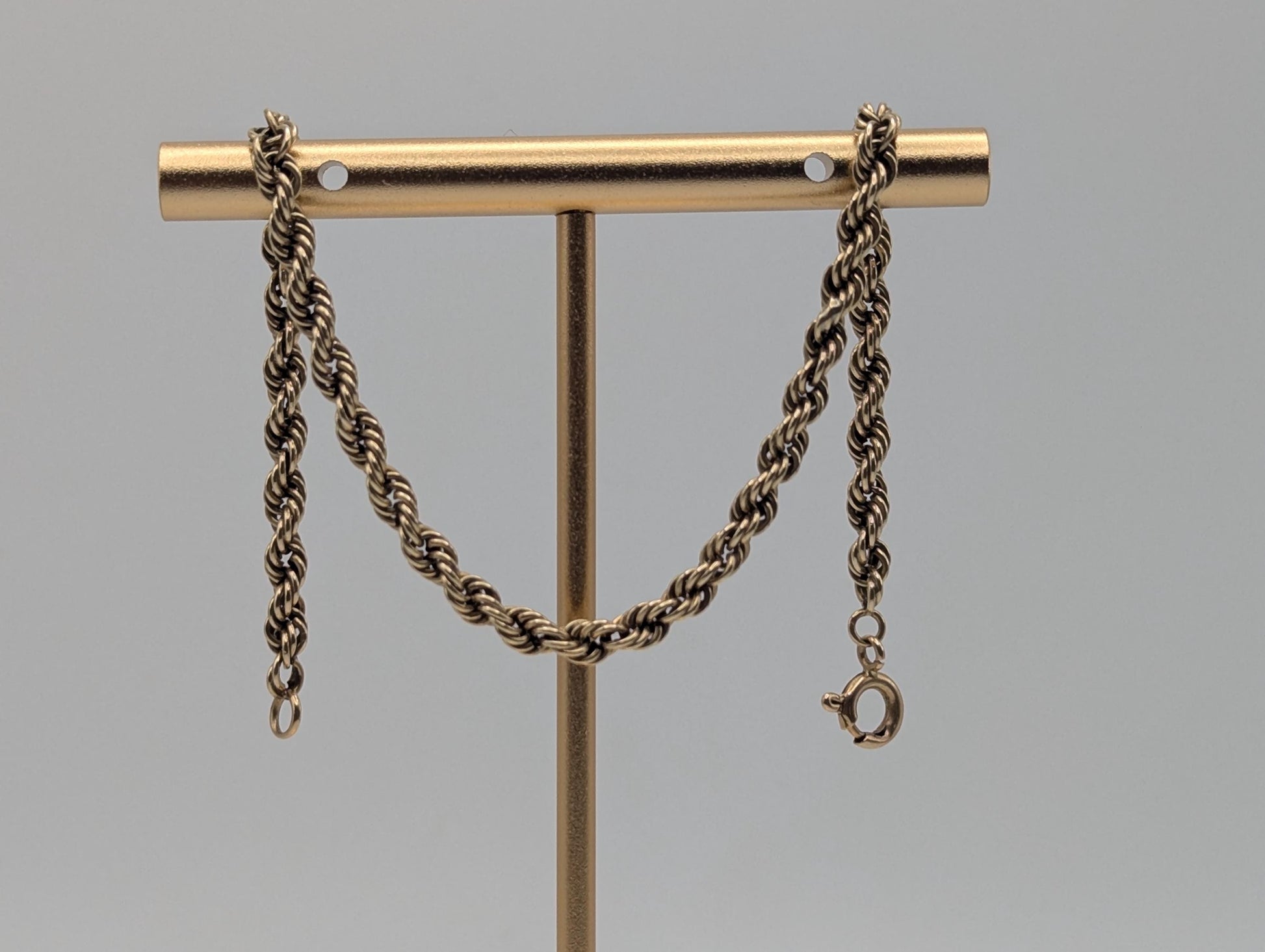 Italy 14k Yellow Gold 3.2 mm Twisted Rope 7.5" Bracelet Chain Classic Gold Rope Chain