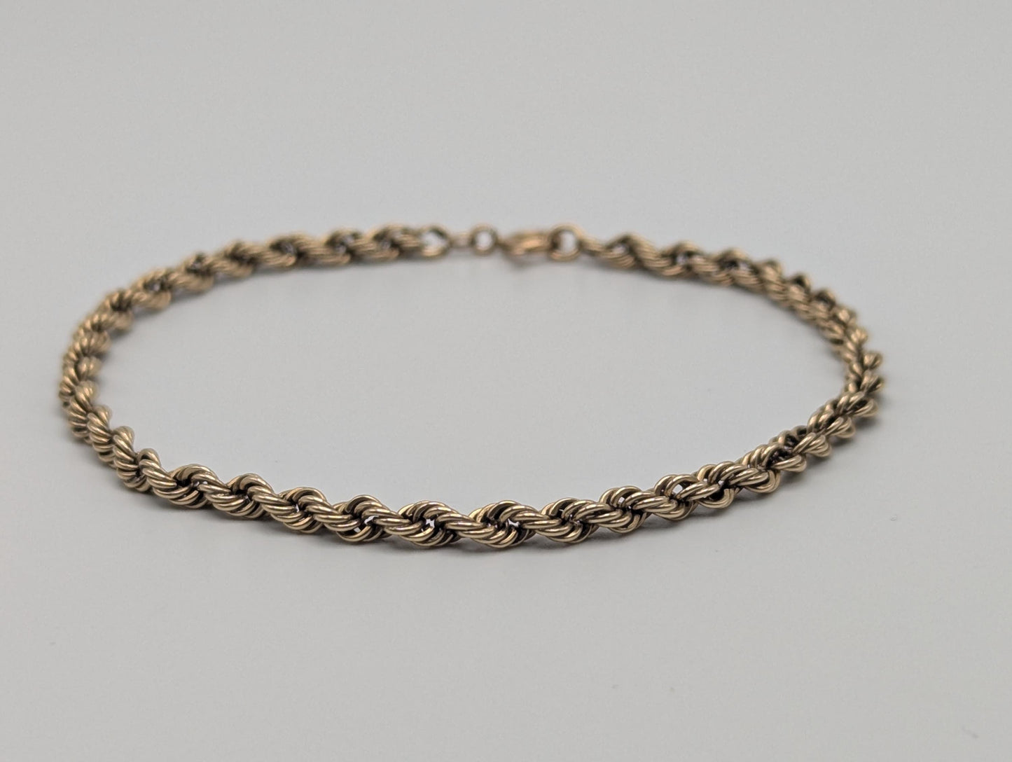 Italy 14k Yellow Gold 3.2 mm Twisted Rope 7.5" Bracelet Chain Classic Gold Rope Chain