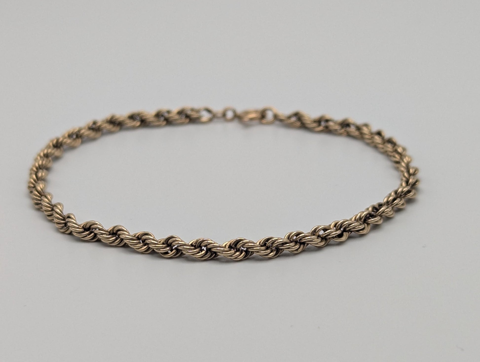 Italy 14k Yellow Gold 3.2 mm Twisted Rope 7.5" Bracelet Chain Classic Gold Rope Chain